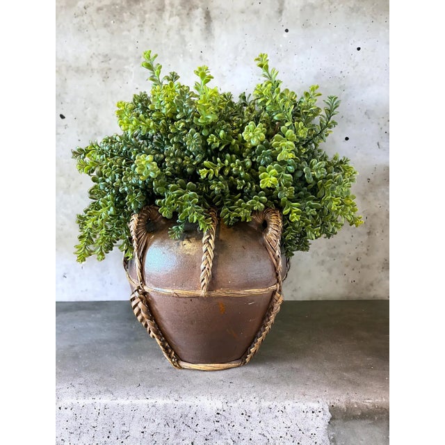 Farmhouse 1930s Large Bamboo Bound Pottery Jar/Vase For Sale - Image 3 of 11