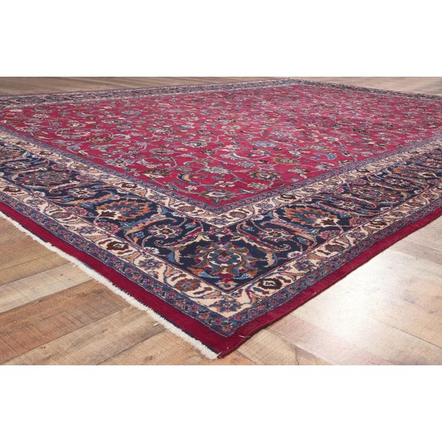 Textile Early 20th Century Antique Persian Mashhad Rug, 11'03 X 16'08 For Sale - Image 7 of 10