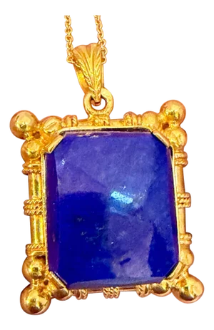 25 Carat Lapis Lazuli Pendant in 22 Karat Gold Frame, 15.9 Gm, 16-18" Chain