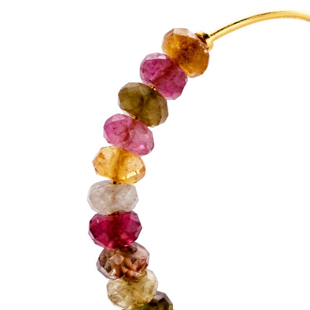 Rainbow Tourmaline Half Moon Hoops, Pair For Sale - Image 4 of 6
