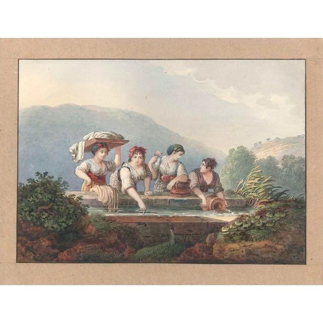 Women At The Source is a beautiful watercolor artwork realized by an Italian artist of the XIX century. It represents a...