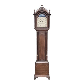 Colonial Aaron Willard Mahogany Grandfather Clock Henry Ford Museum Rocking Ship For Sale