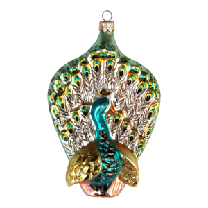 Kurt Adler Hand Blown Glass Peacock Ornament