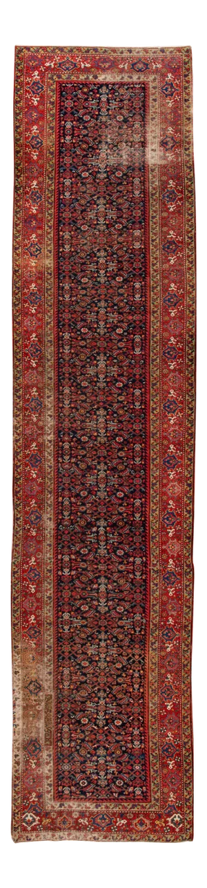 Early 20th Century Antique Distressed Malayer Wool Runner