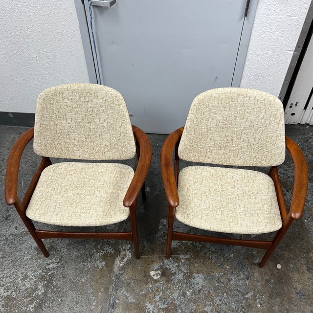 Wood Circa 1960's Hovand-Olsen for Jutex Furniture Danish Armchairs, Pair For Sale - Image 7 of 12