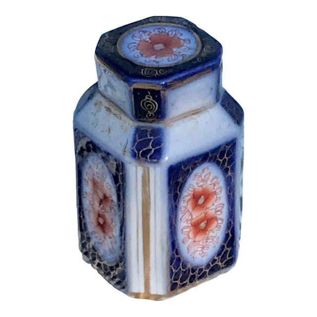 Antique Royal Crown Derby Style Imari Tea Caddy With Lid For Sale