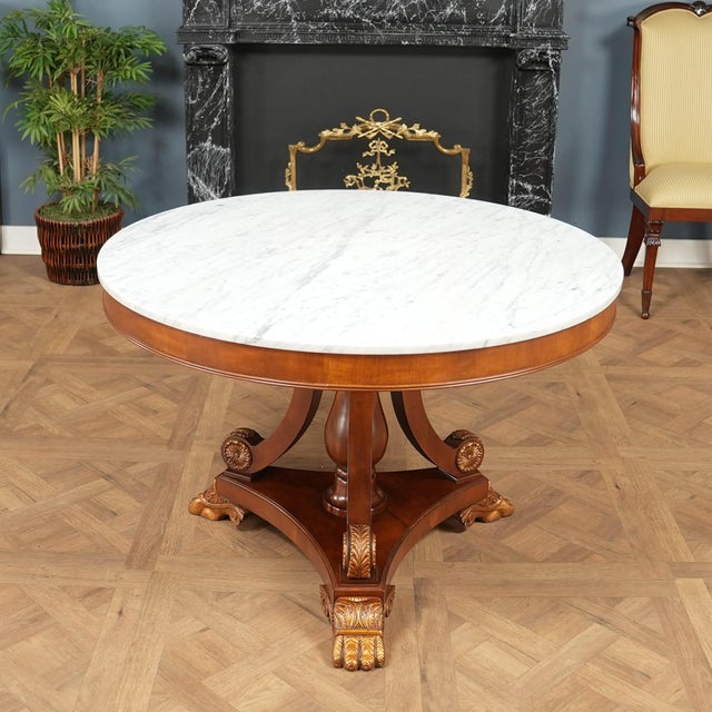 White Vintage Marble Top Center Table For Sale - Image 8 of 8