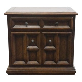 Century Furniture Solid Oak Spanish Mediterranean 26" Cabinet Nightstand For Sale