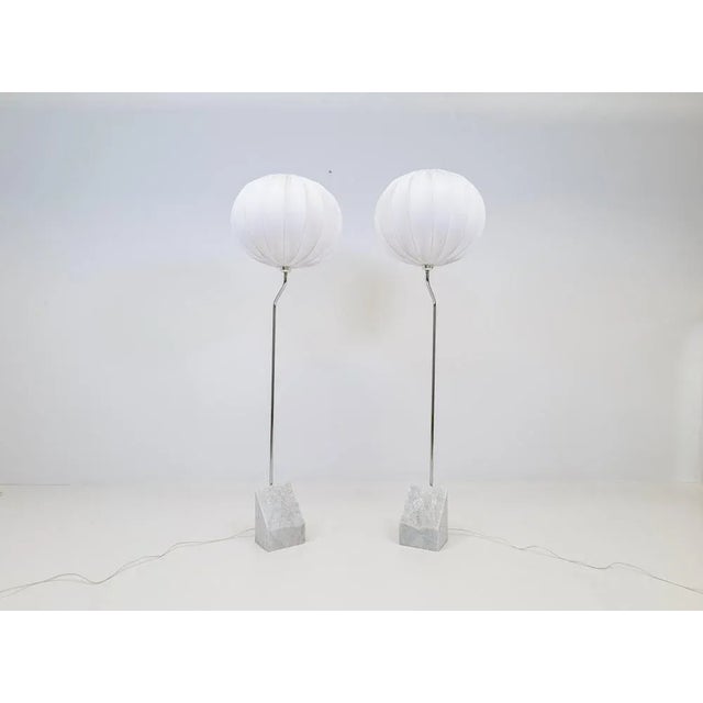 Mid-Century Marble & Steel Floor Lamps from Bergboms, 1970s, Sweden, Set of 2 For Sale - Image 3 of 13