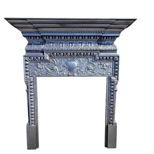 Metal Antique Victorian Cast Iron Fireplace Surround For Sale - Image 7 of 11
