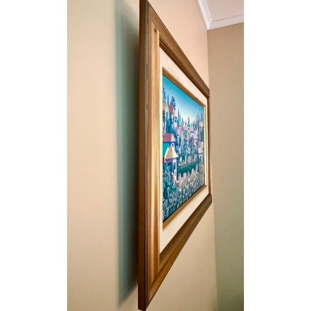 1990s 1996 Ecuadorian Naïve Style Village Harvest Painting by Mosquera For Sale - Image 5 of 8