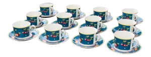 2000s Villeroy & Boch Citta & Campagna Biella Porcelain Coffee Cups & Saucers Set- 24 Pieces
