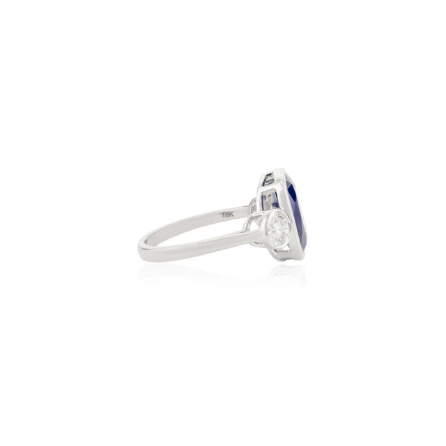 Not Yet Made - Made To Order 6.75 Ct Certified Blue Sapphire Diamond 18k Gold Cocktail Ring Size 5.5 For Sale - Image 5 of 12