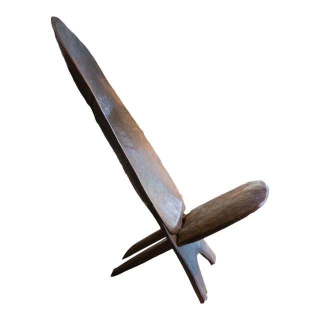 Vintage Carved African Wooden Slot Chair For Sale