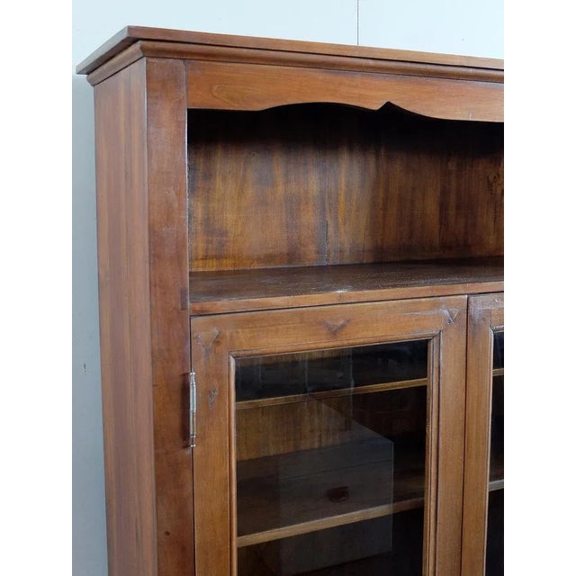 Vintage Hand-Crafted Italian Walnut Bookcase Cabinet, 1980s For Sale - Image 6 of 7