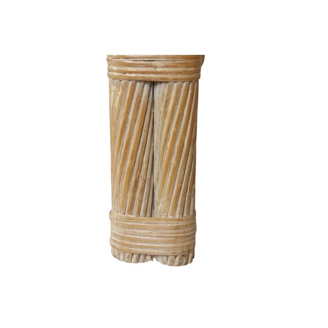 Tan Rattan and Bamboo Glass Top Side Table For Sale - Image 8 of 8