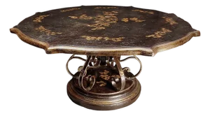1960s Black & Gold Hand-Painted Iron & Wood Dining Table