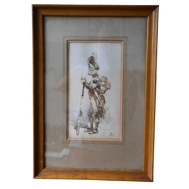 Edouard Detaille, Officer of the Foot Grenadiers of the Imperial Guard, Drawing, Framed For Sale - Image 5 of 5