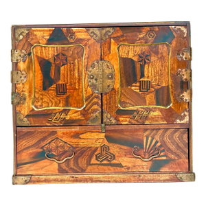 Vintage Asian Marquetry Tansu Table Cabinet