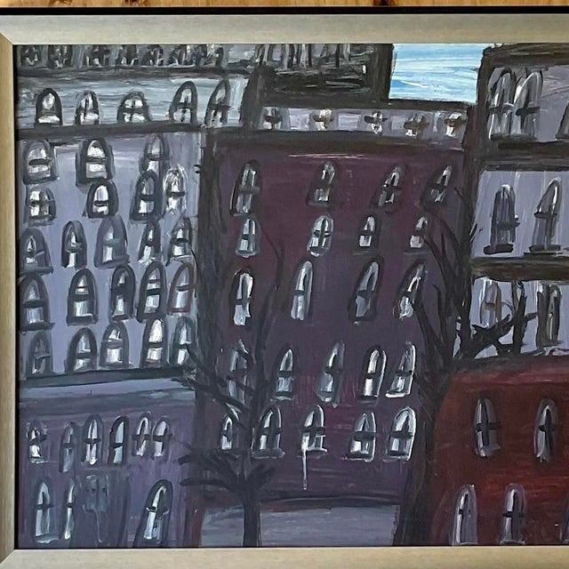 Vintage Boho Original Abstract Expressionism Oil Painting on Canvas For Sale - Image 9 of 15