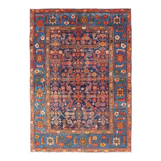 Antique Persian Nahavand Rug With Vivid Geometric Patterns 4'3" X 6'1" For Sale