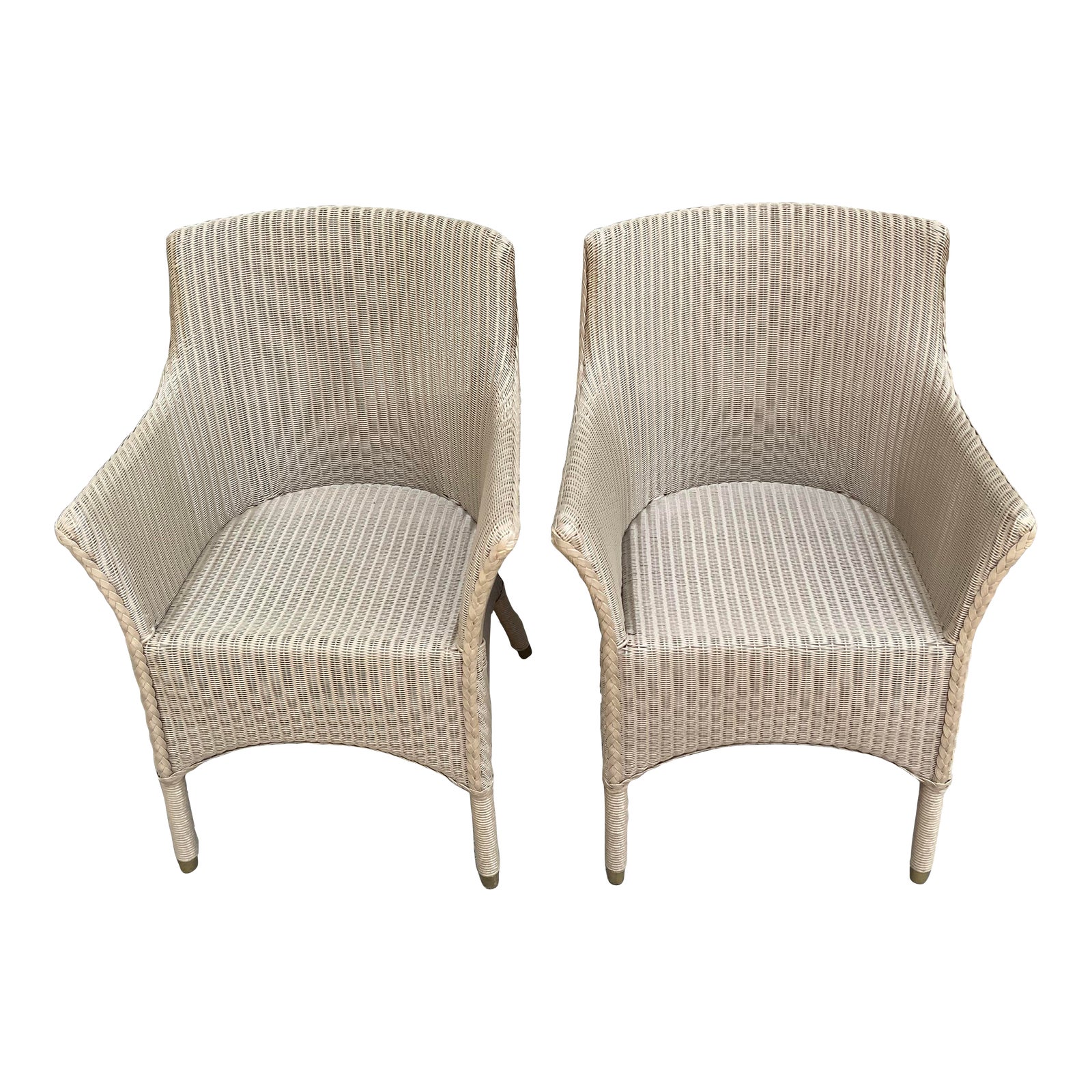 Vintage Lloyd Loom Wicker Arm Chairs a Pair Chairish