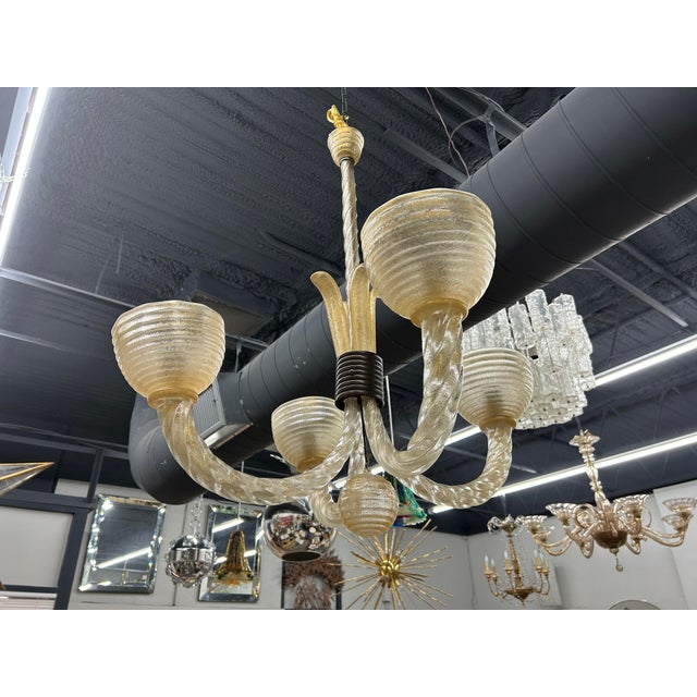 Transparent 1940s Murano Glass Chandelier Attributed to Barovier For Sale - Image 8 of 11
