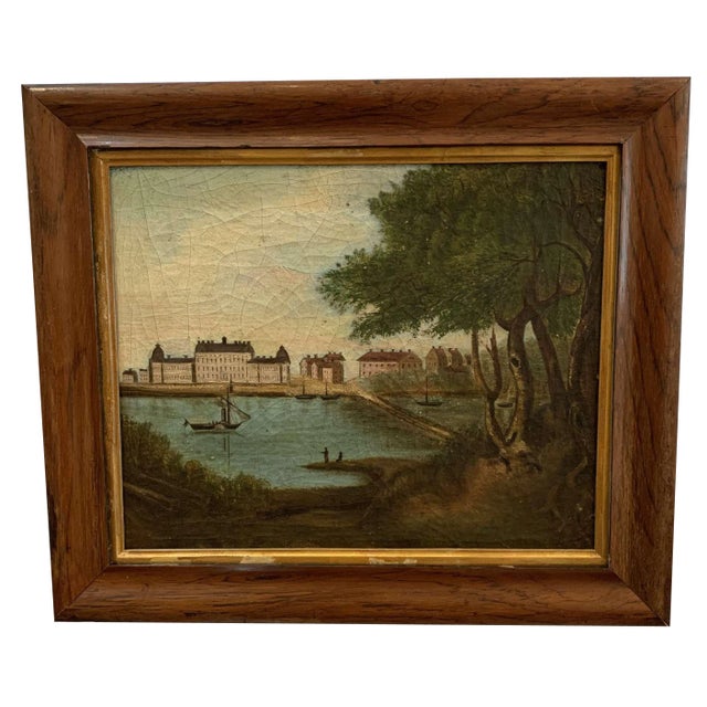 Swedish Artist, Castle & Lake Scene, Oil Painting, Framed For Sale