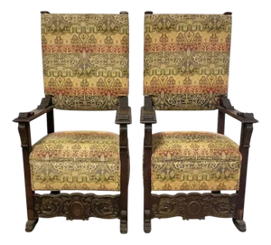 Pair of 19th Century Italian Renaissance Revival Walnut Armchairs
