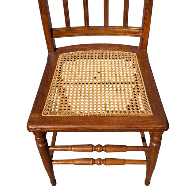 1920's Victorian American Chestnut Cane Seat Side Desk Chair For Sale - Image 12 of 17