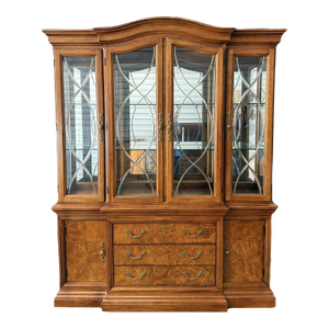 Late 20th Century Thomasville Burled Walnut China Cabinet