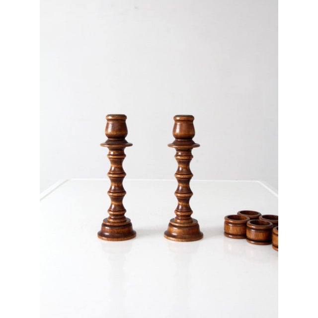 Vintage Modular Wood Candlestick Holders Pair For Sale - Image 14 of 18