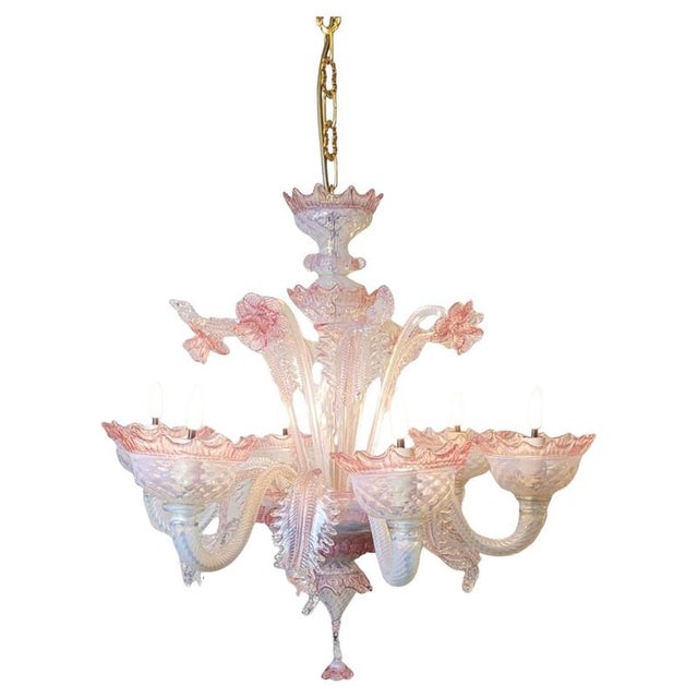 Vintage Chandelier with Six Lights in Murano Glass, 1950 For Sale - Image 9 of 9