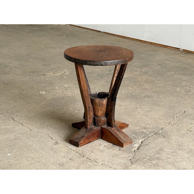 Sculptural Folk Art Side Table in Wood For Sale - Image 11 of 11