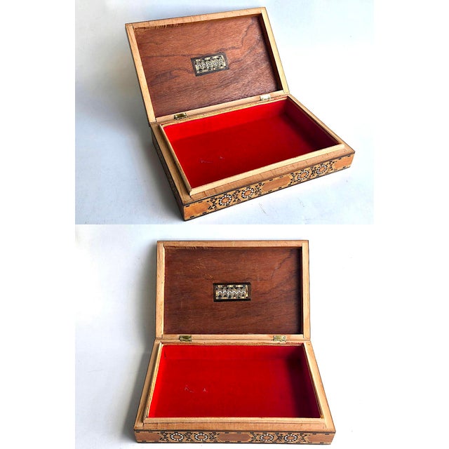 Coffee Vintage Marquetry Mosaic Trinket/Jewelry Box For Sale - Image 8 of 9
