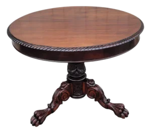 19th C American Federal Mahogany Center Table Heavily Carved Refurbished