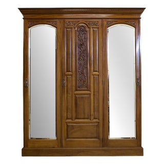 Antique Edwardian Walnut Wardrobe, 1900s For Sale
