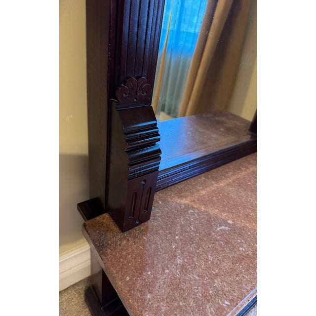 Antique Victorian Tennessee Red Marble Pier Mirror Signed by S. Heyman (C. 1880) For Sale - Image 6 of 9