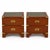 1960s Mid-Century English Mahogany Campaign & Tooled Leather Side Tables / Chests - Pair For Sale - Image 5 of 5