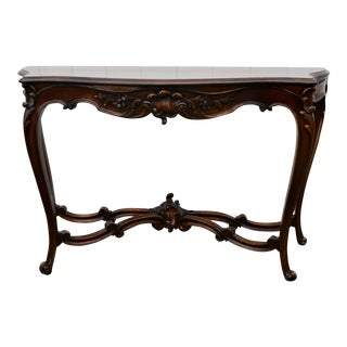 Vintage Carved Mahogany French Style Shaped Console Table For Sale