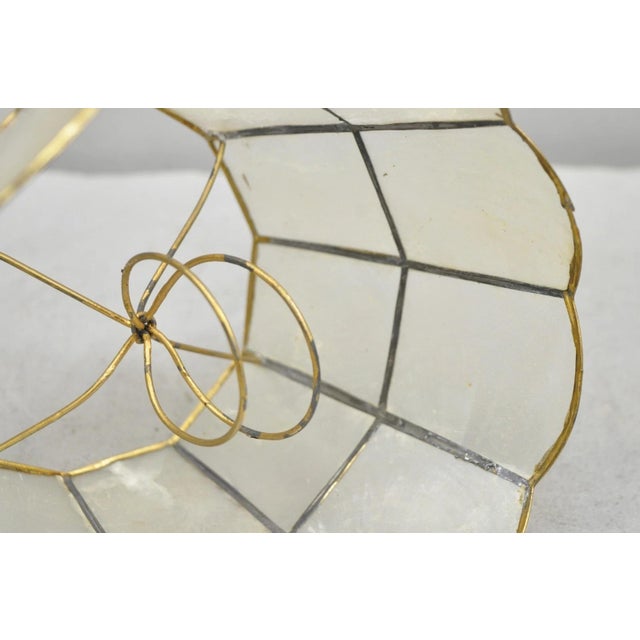 Vintage Italian Hollywood Regency Capiz Shell Gold 7.25 Round Clip on Lamp Shade For Sale - Image 13 of 18