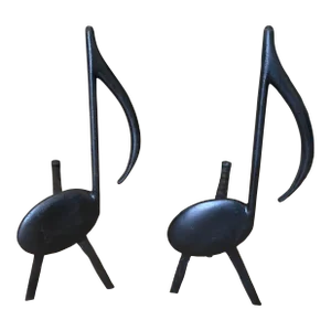 1950s Music Note Fireplace Andirons - a Pair
