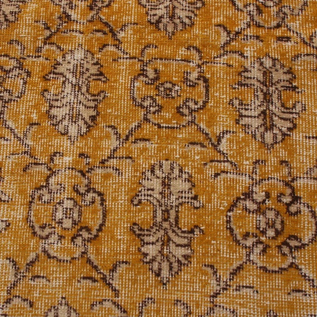 1950s Vintage Mid Century Yellow Wool Runner With Black White Accents For Sale - Image 5 of 7