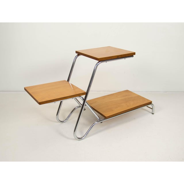 Mid-Century Modern Flower Stand in Chrome and Plywood from Kovona, 1960s For Sale - Image 3 of 10