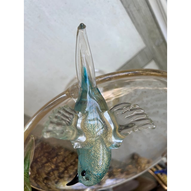 Large Murano Glass Bird Bath W/ Multicolored Birds Chairish