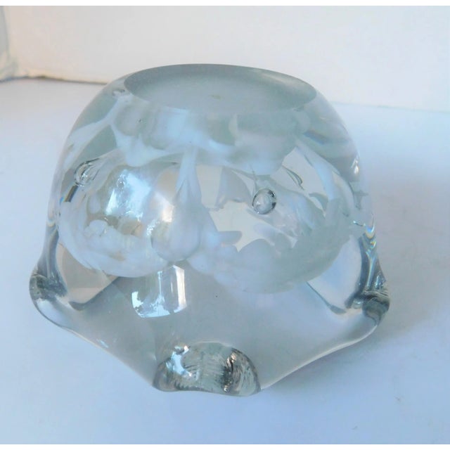 Mid-Century Modern 1950s Italian Murano Art Glass Clear Crystal Etched Nut/Candy Dish For Sale - Image 3 of 11