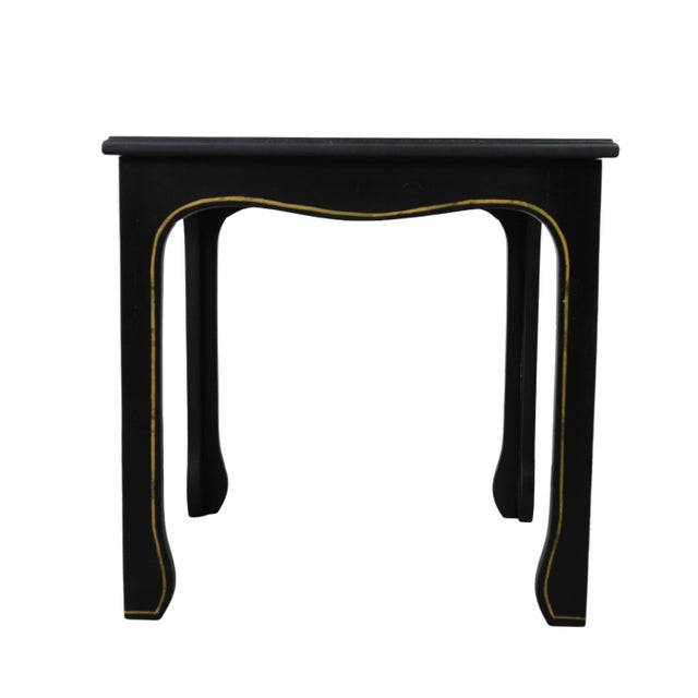 2020s Pair of Hand Painted Chinoiserie Side Tables in Gold With Black Background For Sale - Image 5 of 9