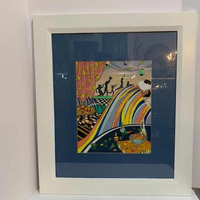 Glass 1960s Vintage Mixed Media Persan Painting For Sale - Image 7 of 7