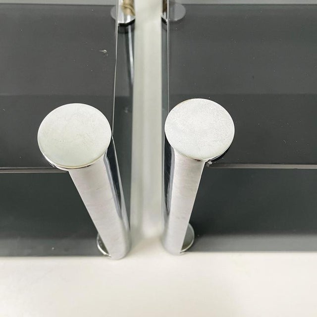 Italian Modern Coffee Tables in Smoked Glass and Chromed Metal, 1980s, Set of 2 For Sale - Image 4 of 18