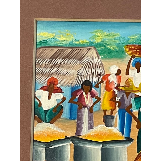 1980s Haitian Miniature Oil Signed Framed Matted For Sale - Image 11 of 11